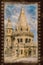 Old photo with Fisherman`s bastion at Buda Castle in Budapest, Hungary