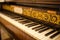 Old piano keyboard with floral ornament