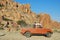 Old pickup truck in rocky landscape Namibia