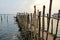 Old pier for boats made â€‹â€‹of bamboo, Cochin, Kerala, India