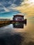 An old pier building in a part of Istanbul called Moda as part of the seascape.