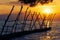 Old pier at sunset in Savudrija, a Croatian coastal town