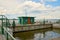 Old pier on the Volga river. An old, dilapidated boat dock