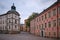 Old pink classical building on Birger Jarls torg in Riddarholmen