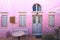 Old pink house in Santorini