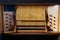 Old pipe organ console with two keyboards or manuals and wooden stop knobs for registration, copy space