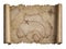 Old pirates treasure scroll with torn edges map isolated