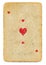 Old playing card ace of hearts paper background