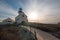 OLD POINT LOMA LIGHTHOUSE UNDER BLUE CIRRUS CLOUDSCAPE AT POINT LOMA SAN DIEGO SOUTHERN CALIFORNIA USA