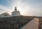 OLD POINT LOMA LIGHTHOUSE UNDER BLUE CIRRUS CLOUDSCAPE AT POINT LOMA SAN DIEGO SOUTHERN CALIFORNIA USA