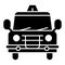 Old police car solid icon. Sheriff auto vector illustration isolated on white. Retro patrol car glyph style design