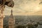 Old postcard with rooftop and aerial view from Sacre Coeur Basil