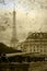 Old postcard with vintage cannons and Eiffel tower