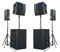 Old powerful stage concerto industrial audio speakers isolated o