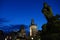 Old Prague towers in night