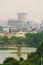 OLD QUARTER, HANOI/VIETNAM - JULY 16: City and top view of The Huc bridge and Ngoc Son temple on 07 16 2019 in Lake of the