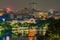 OLD QUARTER, HANOI/VIETNAM - JULY 16: Night view of The Huc bridge and Ngoc Son temple on 07 16 2019 in Lake of the Returned Sword