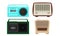 Old Radio and Cassette Player Collection, Vintage Obsolete Digital Handheld Devices Vector Illustration