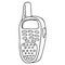 Old radio telephone. Vector illustration of an old mobile phone. Hand drawn walkie talkie.