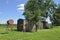 Old railroad boxcar on farm