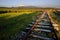 Old railway abandoned and volcano Etna