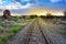 Old railway through the African semi desert landscape