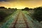 Old railway through the African semi desert landscape