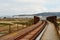 Old railway bridge to construction site of Jaguar Land Rover facility in Nitra, Slovakia