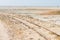 Old railway on Sambhar Salt Lake, India