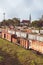 Old railway station with old, aged and rusty wagons