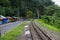 The old railway track at Lembah Anai Waterfall near Padang Panjang in West Sumatra, Indonesia.