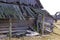 Old rare vintage ruined rustic wooden barn house - landscape