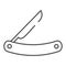 Old razor thin line icon. Straight razor vector illustration isolated on white. Razor blade outline style design