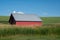 Old red barn in the middle of a field in the Palouse region of Eastern Washington State