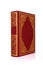 Old red book with gold color ornament on cover isolated