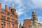 Old red brick buildings on Peter street in Manchester, England