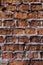 Old red brick wall, rustic, shattered texture, design vertical background