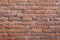 Old red brick wall texture background with scratches, cracks, dust, crevices, roughness.