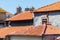 Old red clay roofs tiles in Porto city in Portugal