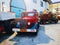 Old red Commercial truck 1952, in a transportation museum.