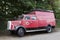 Old red fire truck parked in the netherlands