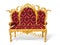 Old red golden king throne isolated over white background.