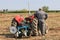 Old red massey fergusen tractor at ploughing match