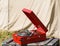 Old red portable gramophone