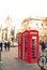 Old red telephone boxes in Edinburgh, Scotland