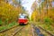 The old red tram in Kiev, Ukraine