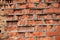 Old Red Vintage Brick Wall With Grungy Structure. Horizontal Wide Brickwall Background.