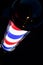 Old red white and blue striped barber sign