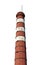 Old red-white brick chimney with lightning rod and ladder