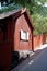 Old red wood homes in hills of Sodermalm